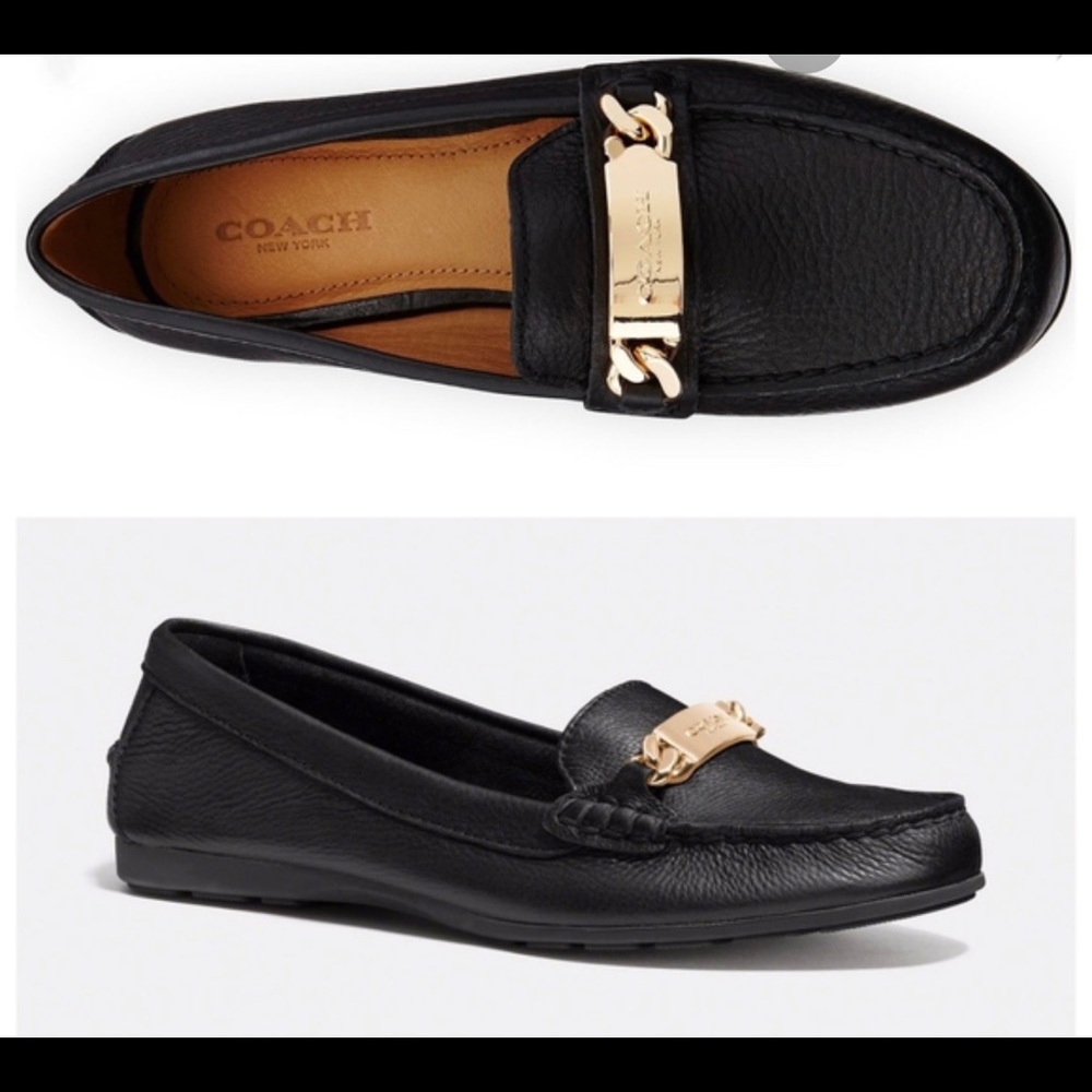 NIB - Coach Black Pebble Leather Loafer, Size 10